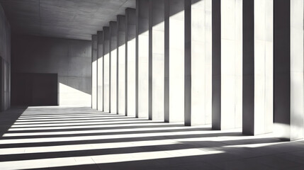 Fototapeta premium Photo Architectural Structure Light and Shadow Concrete Pillars Minimalist Design