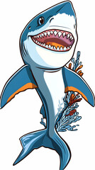 Naklejka premium Illustration Shark Teeth Ocean Marine Life Underwater Sea Fish Coral Reef Aquatic Wildlife