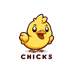 Minimalist Chick Logo. Creative Line Art Icon with Modern Style