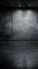 Dark Room Background Illustration Empty Concrete Floor Wall Lights