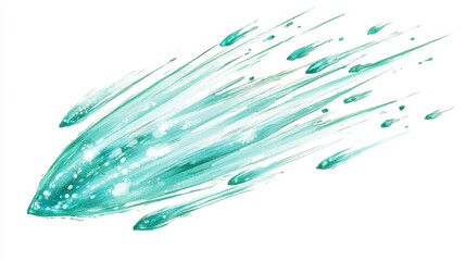 Obraz premium Abstract teal comet streaking across white background. Possible use Background image for science, fantasy, or space-themed design