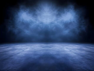 Abstract Background - Dark Blue Fog, Mist, and Ground