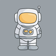standing astronaut character in outline flat vector design