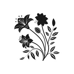 Black flower vector set feature abstract floral design silhouettes, and geometric patterns