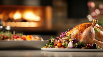 Thanksgiving feast preparation home kitchen food photography cozy environment close-up view culinary art