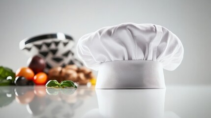 Chef hat in culinary setting kitchen food photography modern close-up culinary arts