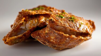 Savoring crispy shrimp chips gourmet restaurant food photography modern kitchen close-up culinary delight