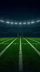 3D Illustration Empty Football Stadium Field at Night