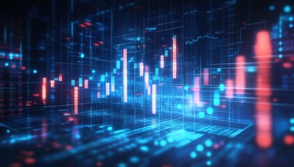 Fototapeta premium Abstract Digital Data Network Visualization with Glowing Blue and Red Lines