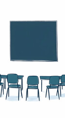 Illustration Empty Classroom Chairs Tables Blackboard Education
