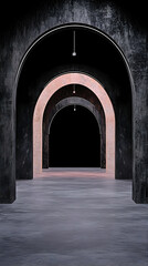 3D Render Archway Architecture Dark Empty Hall Illustration