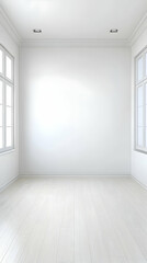 3D Illustration Empty White Room Interior Design Background