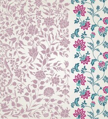 wedding card design, traditional paisley floral pattern , royal India	