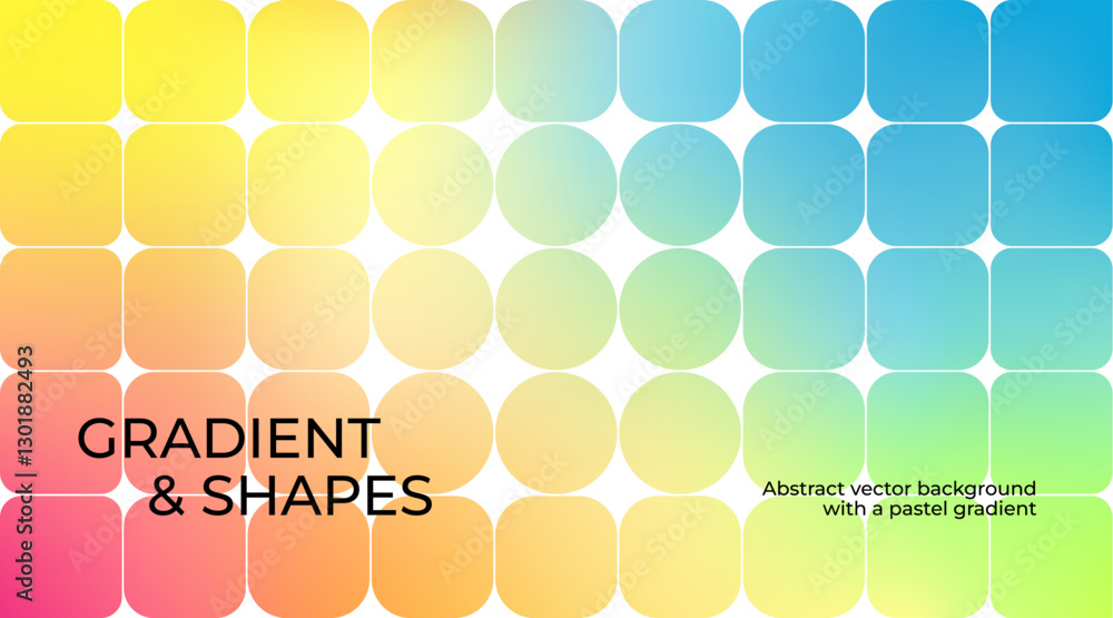 Poster Abstract Background with Modern Geometric Shapes and Gradient. Vector Minimal Poster Design with Gradation. Simple Retro Pattern