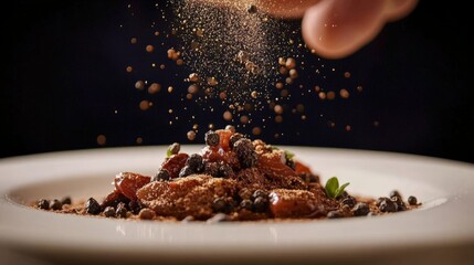 Artful cooking technique gourmet dish preparation kitchen food photography intimate setting close-up culinary excellence