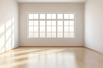 Fototapeta premium 3D Illustration Empty Room Interior Sunlight Window Wood Floor Background