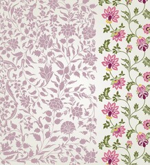 wedding card design, traditional paisley floral pattern , royal India	