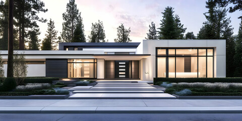 3D Illustration Modern House Architecture, Home, Design, Exterior, Residential, Building, Luxury, Real Estate, Property