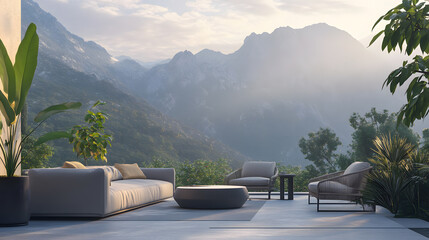 Serene Mountain View Luxury Outdoor Lounge