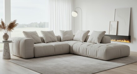 Comfortable Sectional Sofa in a Bright Modern Living Room Design