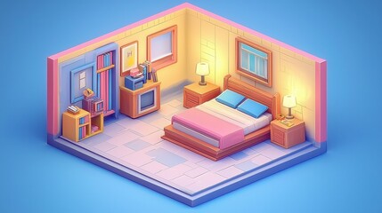 Bedroom isometric illustration (1)