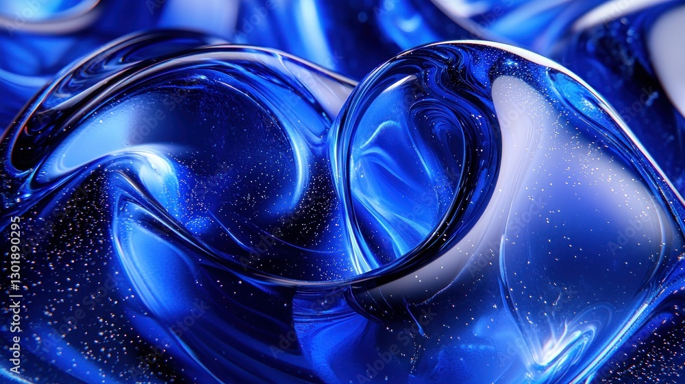 Poster abstract blue waves swirl elegantly on a gradient background with soft lighting