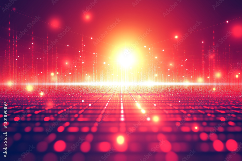 Poster vibrant abstract background with square line design and radiant light effects in digital style