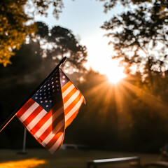 Sunrise Flag Photo: Patriotic Dawn