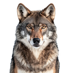Fototapeta premium adult gray wolf looking at camera, isolate on transparent background