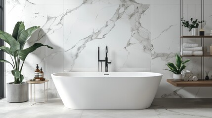 Modern Bathroom with Marble Walls