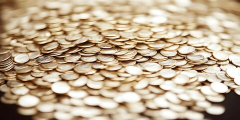 Obraz premium Photo Golden Coins Abundance Wealth Finance Savings Investment Currency Money Cash Economy Treasure Fortune