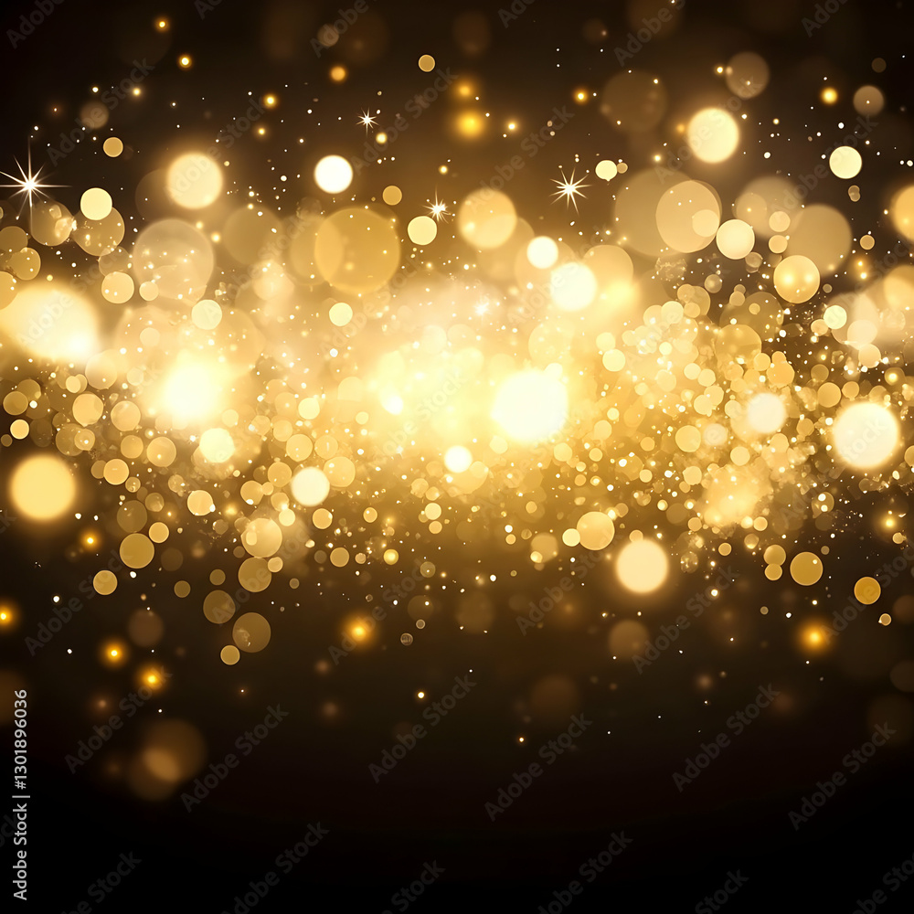 Poster abstract background - golden sparkle and bokeh lights effect