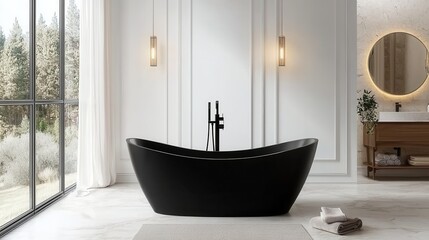 Modern Black Bathtub, Modern Home, View