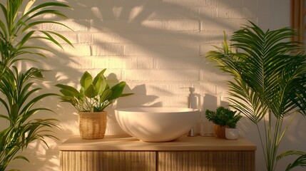 Sunny Bathroom with Plants