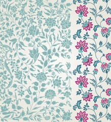 wedding card design, traditional paisley floral pattern , royal India	