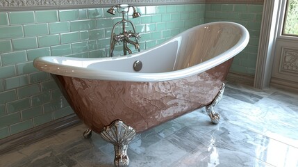 Elegant Copper Bathtub in Luxurious Bathroom