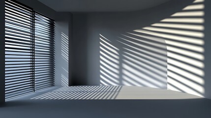 Obraz premium Sunlight Streaming Through Venetian Blinds: A 3D Rendered Interior Scene AI Generated