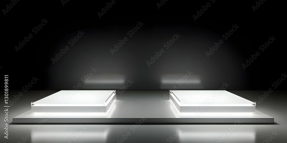 Poster 3d illustration empty white platform display product presentation background