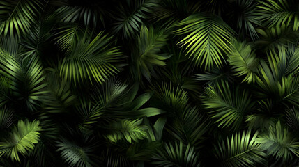 Lush Tropical Palm Leaves Background Illustration