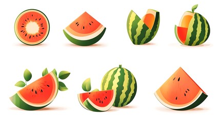 Juicy Watermelon Slices: A Vibrant Digital Illustration of Summer Fruit AI Generated