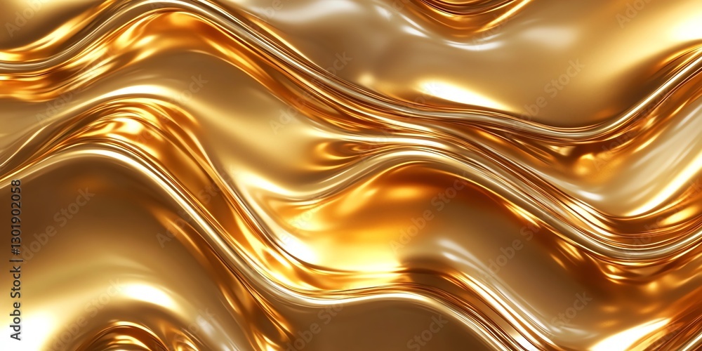 Poster golden waves flowing smoothly create a vibrant and luxurious visual experience in an abstract design