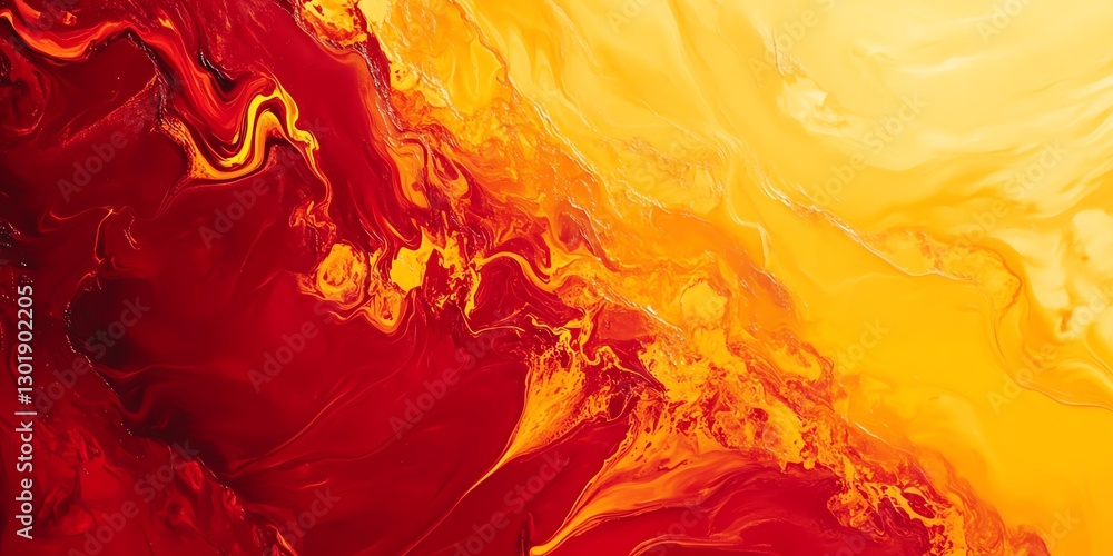 Poster vibrant swirl of red and yellow colors creating a dynamic abstract pattern in a modern art style