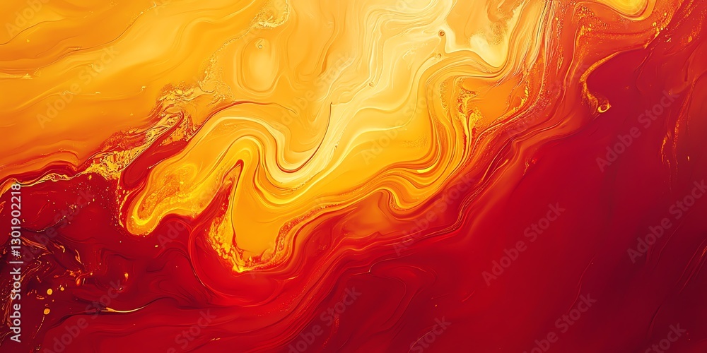 Poster abstract swirl of warm colors displaying vibrant reds and yellows with flowing patterns in an artist