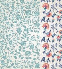 wedding card design, traditional paisley floral pattern , royal India	