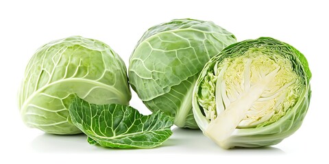 Fototapeta premium a group of cabbages and a half of cabbage