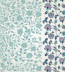 wedding card design, traditional paisley floral pattern , royal India	