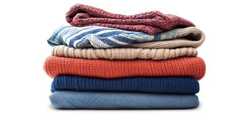 a stack of colorful clothes