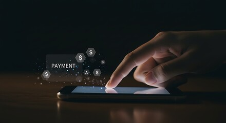 Making Online Payment on Smartphone with Digital Currency Symbols Concept