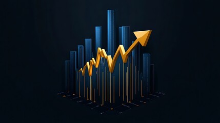 Golden Arrow Ascending: 3D Render of Financial Growth Chart AI Generated