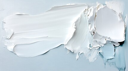 Obraz premium Abstract White Paint Brushstrokes on Light Teal Background